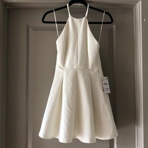 Zara Trafaluc white halter mini dress